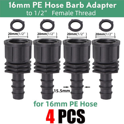 16 mm-es gyorscsatlakozó csonk EURO USA 3/4 hüvelykes apa menetes 16 mm-es/20 mm-es tömlőcső-csatlakozó kerti csepegtető öntözési csőszerelvényekhez