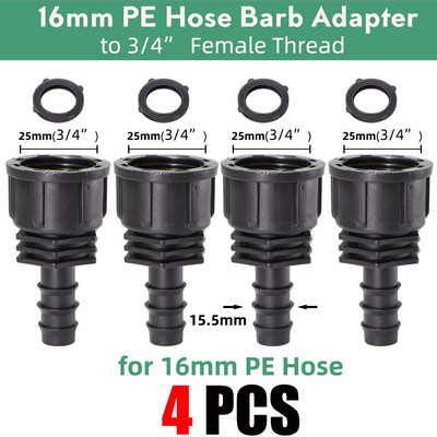 16 mm-es gyorscsatlakozó csonk EURO USA 3/4 hüvelykes apa menetes 16 mm-es/20 mm-es tömlőcső-csatlakozó kerti csepegtető öntözési csőszerelvényekhez