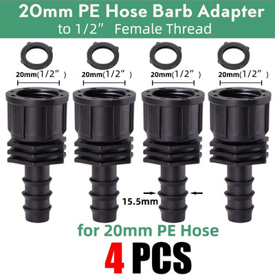 16 mm-es gyorscsatlakozó csonk EURO USA 3/4 hüvelykes apa menetes 16 mm-es/20 mm-es tömlőcső-csatlakozó kerti csepegtető öntözési csőszerelvényekhez