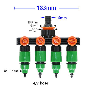 1/2/4-suunaline aiakraan messingist plastikust 4/7mm 8/11mm aiavooliku jaotur Y-tüüpi kastmispistiku jaotur kastmistoru jaoks
