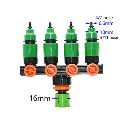 1/2/4-suunaline aiakraan messingist plastikust 4/7mm 8/11mm aiavooliku jaotur Y-tüüpi kastmispistiku jaotur kastmistoru jaoks