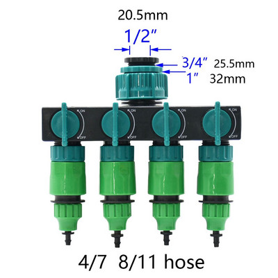 1/2/4-suunaline aiakraan messingist plastikust 4/7mm 8/11mm aiavooliku jaotur Y-tüüpi kastmispistiku jaotur kastmistoru jaoks