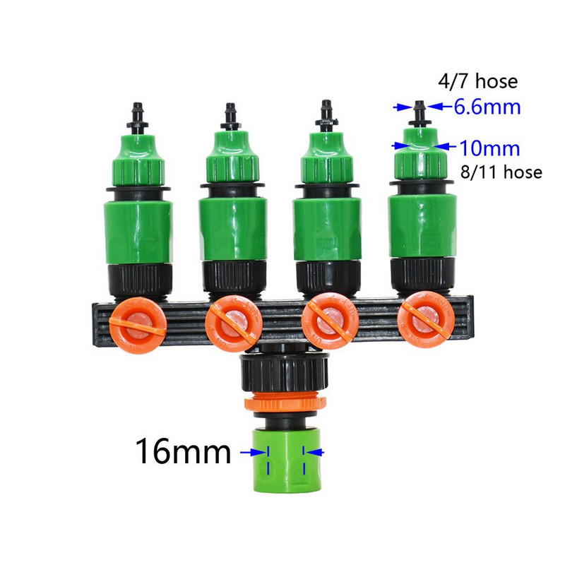 1/2/4-suunaline aiakraan messingist plastikust 4/7mm 8/11mm aiavooliku jaotur Y-tüüpi kastmispistiku jaotur kastmistoru jaoks