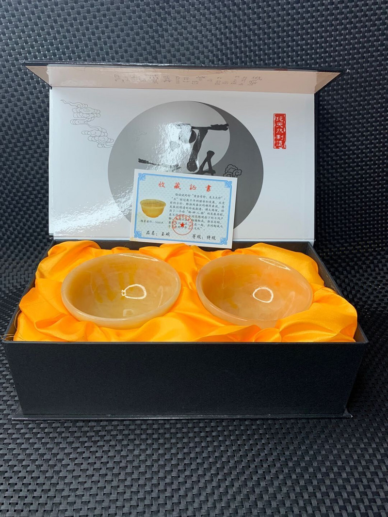 Cești de ceai din jad galben natural, cadouri pentru sănătate, cioplit manual, piatră de jad chinezesc adevărat, ceașcă de ceai de uz casnic Gongfu