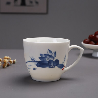 Ceașcă de ceai din porțelan albastru și alb chinezesc cu mâner ceașcă de cafea de birou Bol de ceai din ceramică Set de ceai pentru acasă ceașcă portabilă Master 130 ml