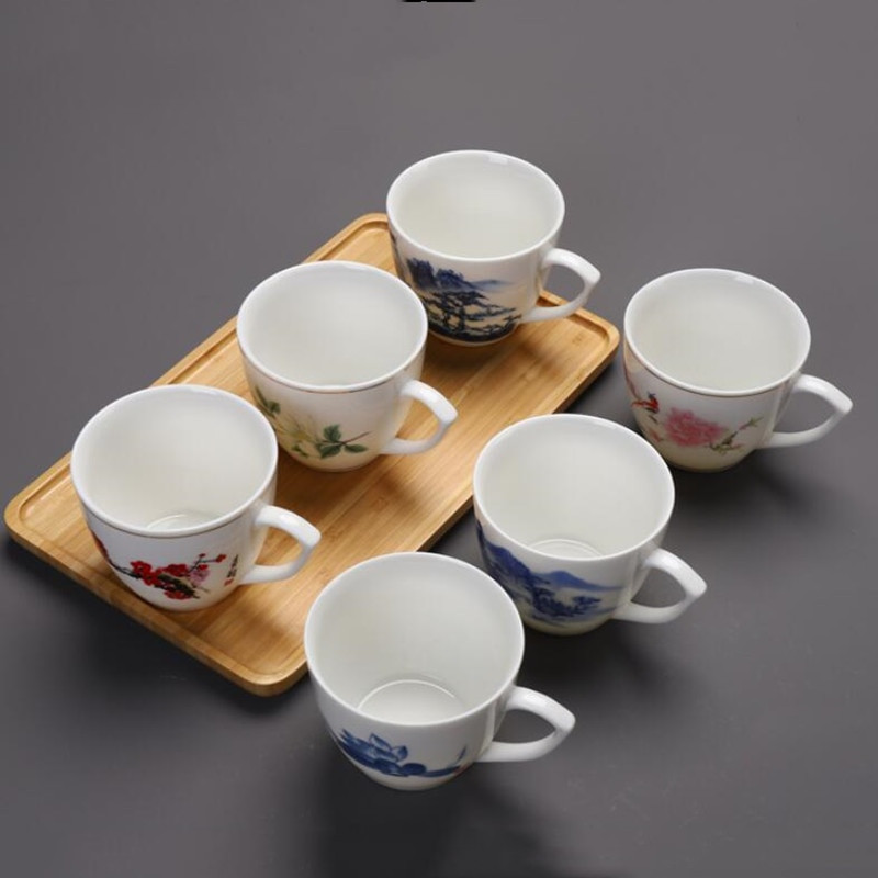 Ceașcă de ceai din porțelan albastru și alb chinezesc cu mâner ceașcă de cafea de birou Bol de ceai din ceramică Set de ceai pentru acasă ceașcă portabilă Master 130 ml