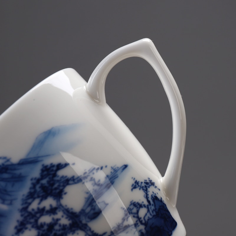 Ceașcă de ceai din porțelan albastru și alb chinezesc cu mâner ceașcă de cafea de birou Bol de ceai din ceramică Set de ceai pentru acasă ceașcă portabilă Master 130 ml