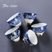 Kínai kék-fehér porcelán kerámiás teáscsészék vízkőmentesítő teástál Kézzel készített porcelán teáscsésze egypohár ivóedények