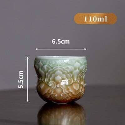 Új Retro Celadon Gradient Color kínai stílusú Relief Xiangyun Cup Master Cup Házi kézzel készített teáscsésze teáscsésze Kung Fu teáskészlet