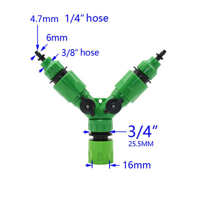 2 utas kerti tömlő csapvízelosztó 5/8" gyorscsatlakozó 1/2" 3/4" női öntözőszelep állítható kapcsoló