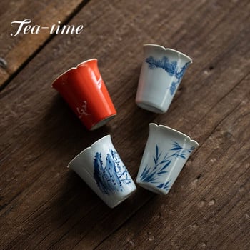 30ml Boutique Pure Hand-painted Plum Orchid Art Ceramic Tea Cup Tea-tasting Single Master Cup Kung Fu Tea Set Samll Smelling Cup