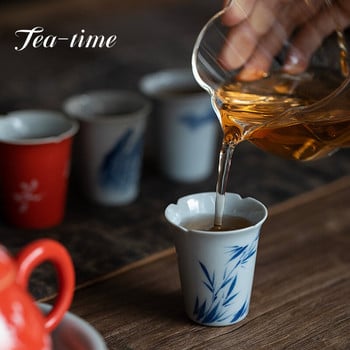 30ml Boutique Pure Hand-painted Plum Orchid Art Ceramic Tea Cup Tea-tasting Single Master Cup Kung Fu Tea Set Samll Smelling Cup