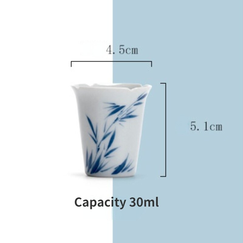 30 ml Boutique Pure Rankomis dažytas slyvų orchidėjų arbatos puodelis Keraminis arbatos puodelis Single Master Cup Arbatos skonio Kung Fu arbatos rinkinys Samll kvapo puodelis