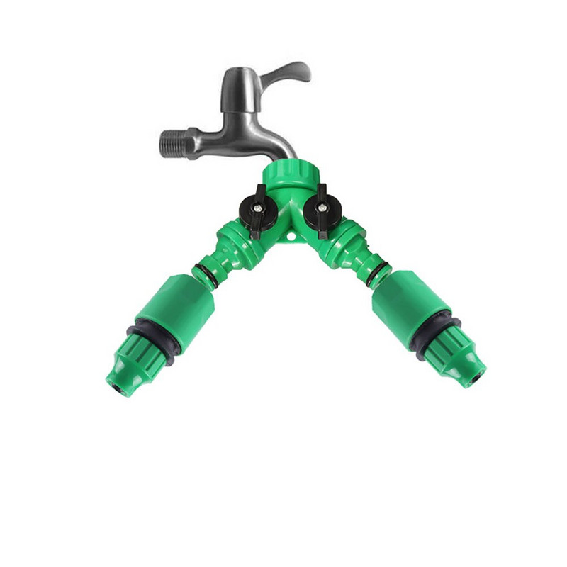 1 db Y típusú csapcsatlakozó 2 db gyorsadapterrel 3/5 mm-es tömlőhöz kerti öntözővízelosztó 1/8''-es csőszerelvényekhez