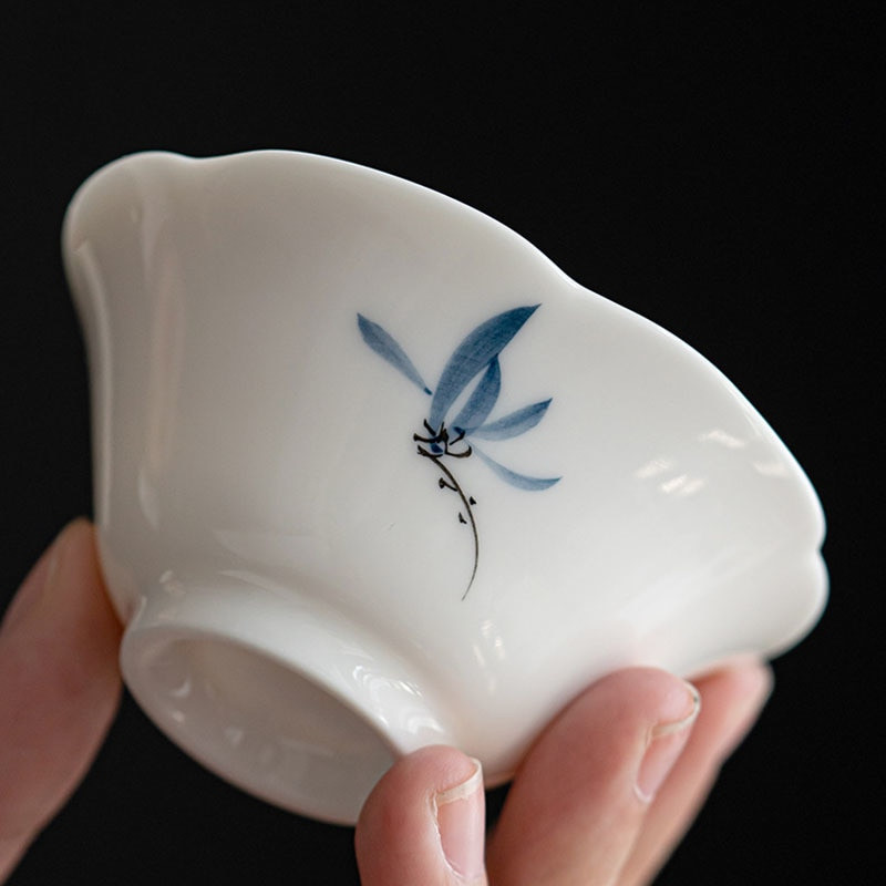 2 vnt/rinkinys 55 ml rankomis dažytas drugelių orchidėjų arbatos puodelis Geriamasis puodelis Master Cup Buitinis Kung Fu arbatos puodelių rinkinys Arbatos indų ceremonija