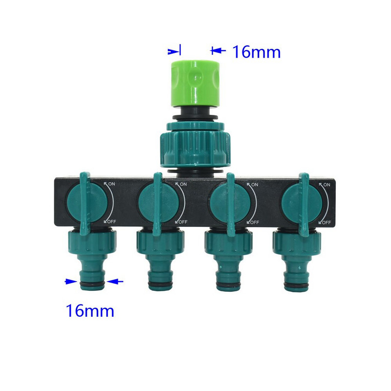 Kerti csapvízcső 2/4 utas elosztó 3/4" menetes sárgaréz műanyag Y-típusú kerti tömlőosztó 16 mm-es csatlakozóval