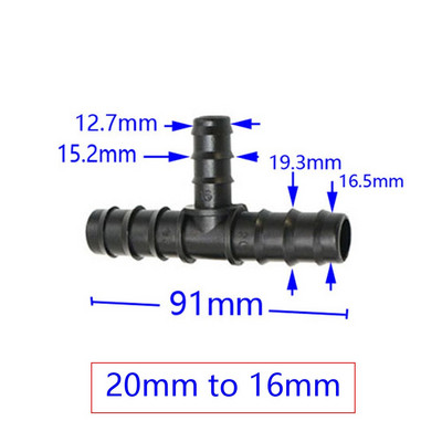 T formos nuo 1" iki 3/4" iki 1/2" sodo žarnos trišakio jungties reduktoriaus vandens skirstytuvo spygliuočio vandens jungtis, skirta 25 mm/20 mm/16 mm žarnai 2 vnt.