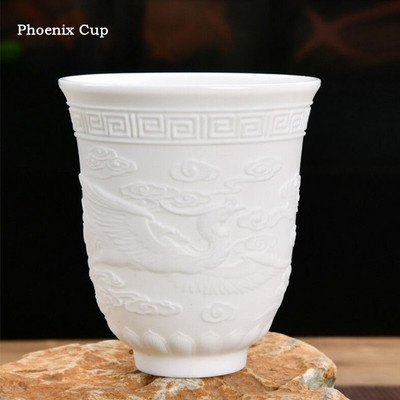 Avies riebalų nefrito arbatos puodelis reljefinis balto porceliano arbatos puodelis Kinietiškas Kungfu arbatos indų keramikinis puodelis alui gerti Espreso kava Dovana
