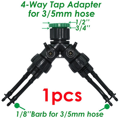Adaptor de robinet KESLA Conectori rapidi Barb 2 sau 4 căi pentru furtun de 3/5 mm Despărțitor de apă pentru irigare de grădină pentru fitinguri de țevi de 1/8 inchi