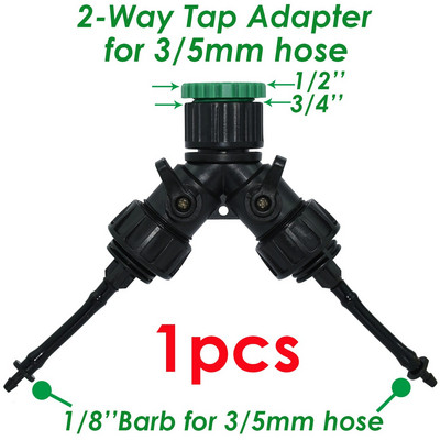 Adaptor de robinet KESLA Conectori rapidi Barb 2 sau 4 căi pentru furtun de 3/5 mm Despărțitor de apă pentru irigare de grădină pentru fitinguri de țevi de 1/8 inchi