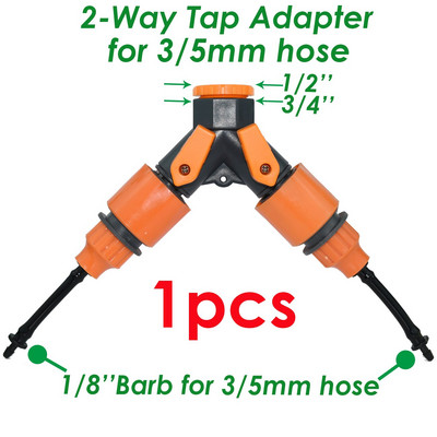 Adaptor de robinet KESLA Conectori rapidi Barb 2 sau 4 căi pentru furtun de 3/5 mm Despărțitor de apă pentru irigare de grădină pentru fitinguri de țevi de 1/8 inchi