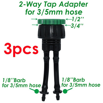 Adaptor de robinet KESLA Conectori rapidi Barb 2 sau 4 căi pentru furtun de 3/5 mm Despărțitor de apă pentru irigare de grădină pentru fitinguri de țevi de 1/8 inchi