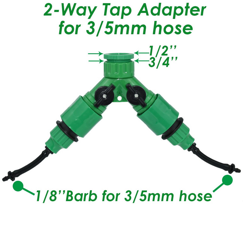 Adaptor de robinet KESLA Conectori rapidi Barb 2 sau 4 căi pentru furtun de 3/5 mm Despărțitor de apă pentru irigare de grădină pentru fitinguri de țevi de 1/8 inchi