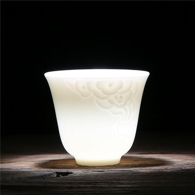 2 buc/lot ceașcă de ceai din ceramică chinezească pentru ceai Suet Jad porțelan alb ceșcă de ceai lucrată manual bol de ceai o singură ceașcă cești maestru cadou chinezesc