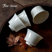 2db/tétel 30ml Kézzel készített sárgabarack fehér kerámia teáscsésze Antik kis vödörsapkás teáscsésze japán kung fu teaset porcelán mesterpohár