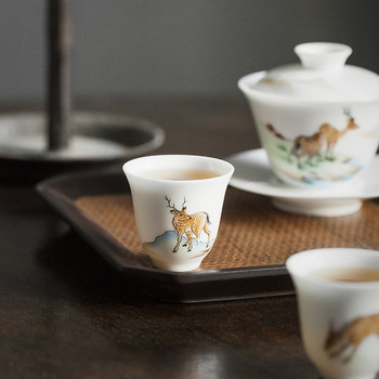 Κεραμικό Whiteware Σετ τσαγιού Γλυκό λευκό φλιτζάνι τσαγιού Fresh Kung Fu Tea Set Small Tea Cup Single Product Fragrance-Smelling Cup Cups