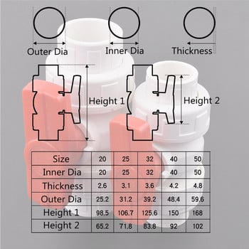 1Pc 20/25/32/40/50mm PVC Pipe Union Ball Valve Garden Irigation Water Pipe Connector Βαλβίδα ολίσθησης προσαρμογέα ενυδρείου