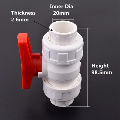 1 db 20/25/32/40/50mm PVC csőcsatlakozó golyóscsap kerti öntözővízcső csatlakozó akváriumi adapter csúszó zárószelep