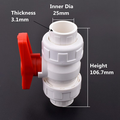 1 db 20/25/32/40/50mm PVC csőcsatlakozó golyóscsap kerti öntözővízcső csatlakozó akváriumi adapter csúszó zárószelep