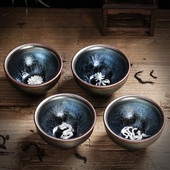 Kínai Retro Jianzhan teáscsésze Tianmu mázas berakásos ezüst teáscsésze Kung Fu kemence variáns teacsésze Kínai tea kiegészítők Master Cup