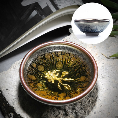 Kínai Retro Jianzhan teáscsésze Tianmu mázas berakásos ezüst teáscsésze Kung Fu kemence variáns teacsésze Kínai tea kiegészítők Master Cup