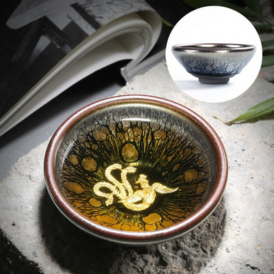 Kínai Retro Jianzhan teáscsésze Tianmu mázas berakásos ezüst teáscsésze Kung Fu kemence variáns teacsésze Kínai tea kiegészítők Master Cup
