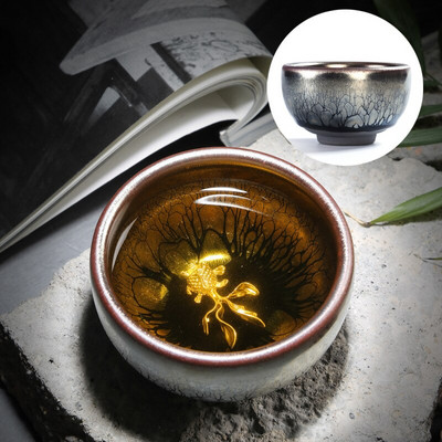 Kínai Retro Jianzhan teáscsésze Tianmu mázas berakásos ezüst teáscsésze Kung Fu kemence variáns teacsésze Kínai tea kiegészítők Master Cup