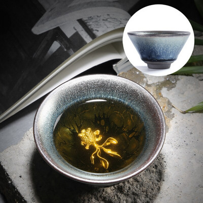 Kínai Retro Jianzhan teáscsésze Tianmu mázas berakásos ezüst teáscsésze Kung Fu kemence variáns teacsésze Kínai tea kiegészítők Master Cup