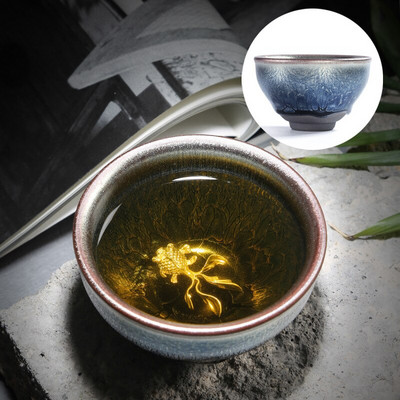 Kínai Retro Jianzhan teáscsésze Tianmu mázas berakásos ezüst teáscsésze Kung Fu kemence variáns teacsésze Kínai tea kiegészítők Master Cup
