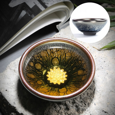 Kínai Retro Jianzhan teáscsésze Tianmu mázas berakásos ezüst teáscsésze Kung Fu kemence variáns teacsésze Kínai tea kiegészítők Master Cup