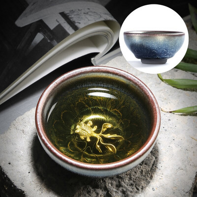 Kínai Retro Jianzhan teáscsésze Tianmu mázas berakásos ezüst teáscsésze Kung Fu kemence variáns teacsésze Kínai tea kiegészítők Master Cup