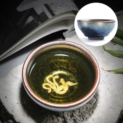 Kínai Retro Jianzhan teáscsésze Tianmu mázas berakásos ezüst teáscsésze Kung Fu kemence variáns teacsésze Kínai tea kiegészítők Master Cup