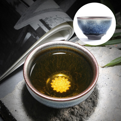 Kínai Retro Jianzhan teáscsésze Tianmu mázas berakásos ezüst teáscsésze Kung Fu kemence variáns teacsésze Kínai tea kiegészítők Master Cup