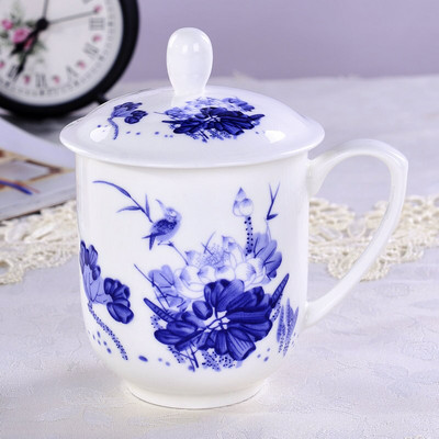 Jingdezhen Ceramics Didelės talpos arbatos puodelis Biuras su arbatos puodelio dangteliu Namų porcelianinis vandens puodelis Arbatos reikmenys arbatos infuzatorius