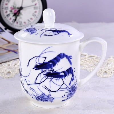 Jingdezhen Ceramics Didelės talpos arbatos puodelis Biuras su arbatos puodelio dangteliu Namų porcelianinis vandens puodelis Arbatos reikmenys arbatos infuzatorius