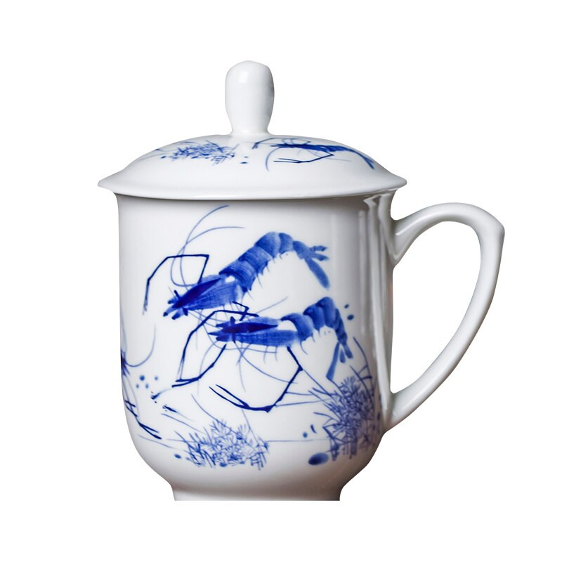 Jingdezhen Ceramics Didelės talpos arbatos puodelis Biuras su arbatos puodelio dangteliu Namų porcelianinis vandens puodelis Arbatos reikmenys arbatos infuzatorius