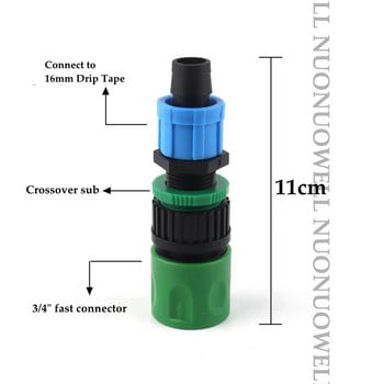 2 τεμ. 16mm Σύνδεσμος σωλήνας ταινίας σταγόνας Γρήγορης σύνδεσης Garden Σύνδεσμος προσαρμογέα σωλήνα νερού κήπου Σύνδεσμος άκρου εύκαμπτου σωλήνα