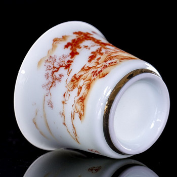 50ml Κινέζικο κεραμικό φλιτζάνι τσαγιού ζωγραφισμένο στο χέρι Landscape Art Tea Bowl Χειροποίητη γραβάτα για φλιτζάνι τσαγιού Guanyin Pu\'er Master σετ τσαγιού Αξεσουάρ