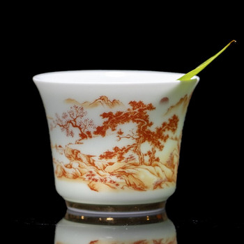 50ml Κινέζικο κεραμικό φλιτζάνι τσαγιού ζωγραφισμένο στο χέρι Landscape Art Tea Bowl Χειροποίητη γραβάτα για φλιτζάνι τσαγιού Guanyin Pu\'er Master σετ τσαγιού Αξεσουάρ