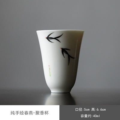 2db/Szett Tiszta, kézzel festett fecskemanó művészeti teáscsésze háztartási kerámia egypohár mesterpohár Kung fu tea kis Juxiang illatos csésze